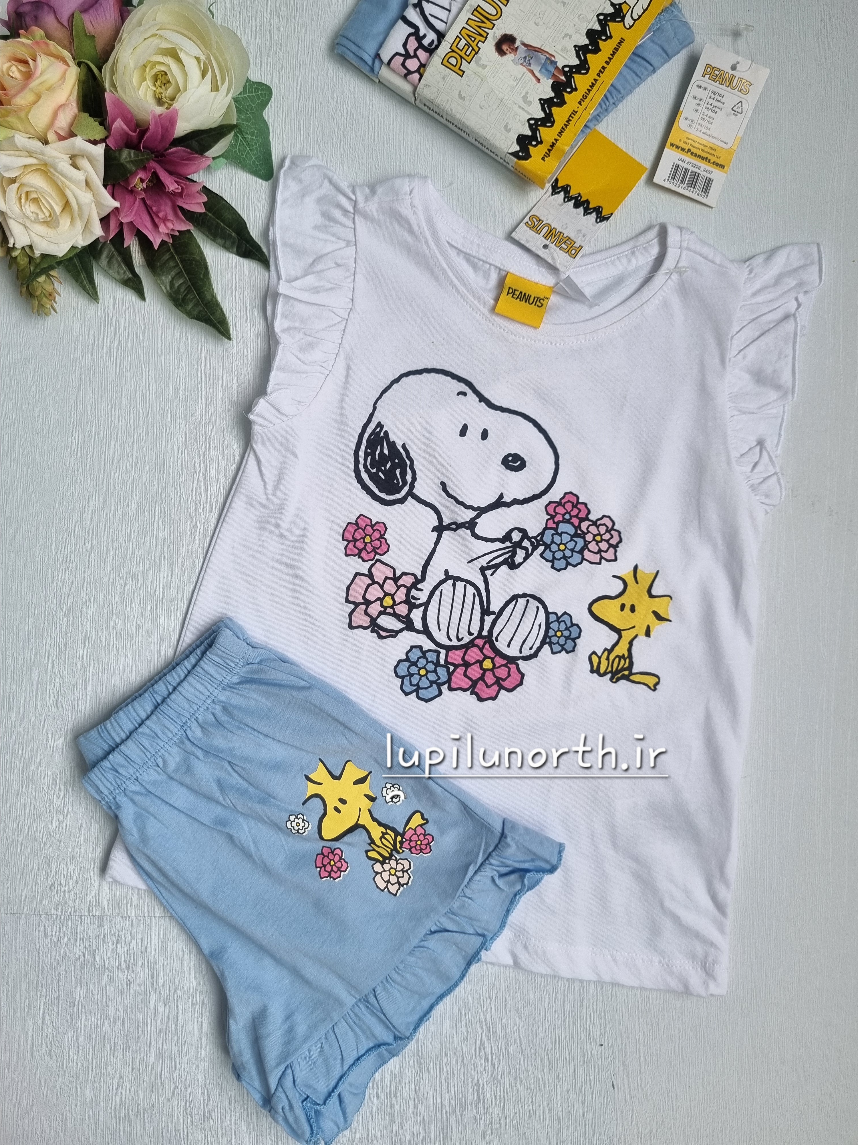 ست تیشرت و شلوارک  دخترانه طرح peanuts