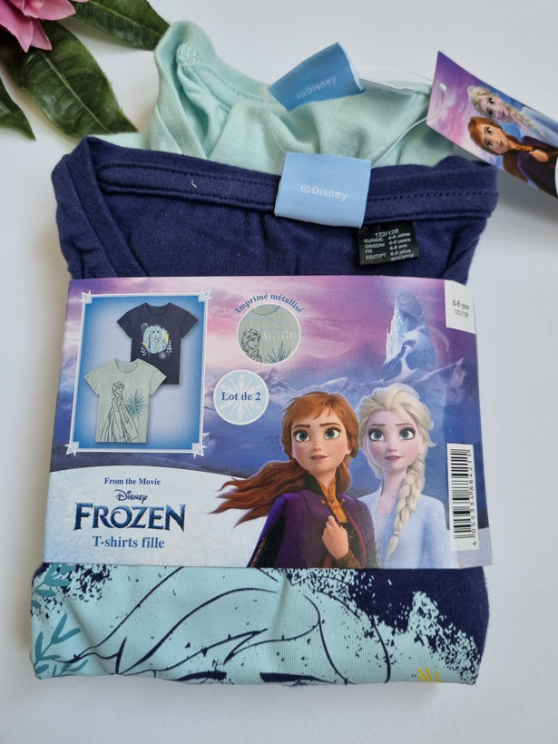 تیشرت نخی دخترانه طرح frozenپک دوتایی برند دیزنی